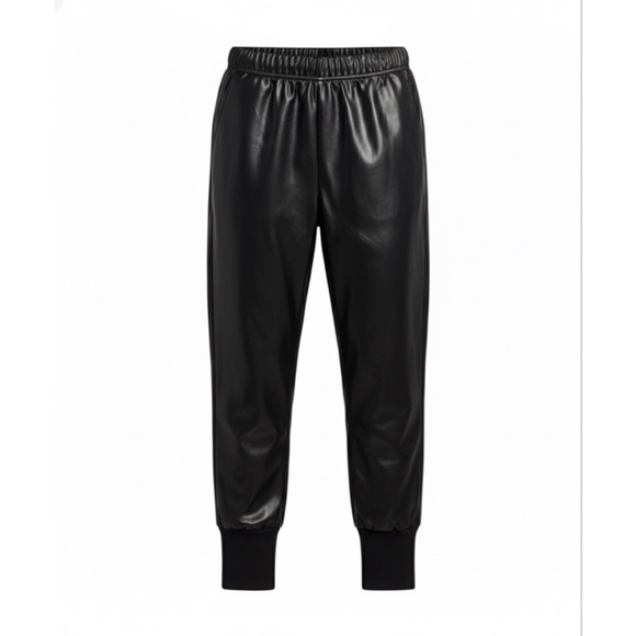 Lulunico by Chicways Black Faux Leather Joggers Small - Picture 2 of 13